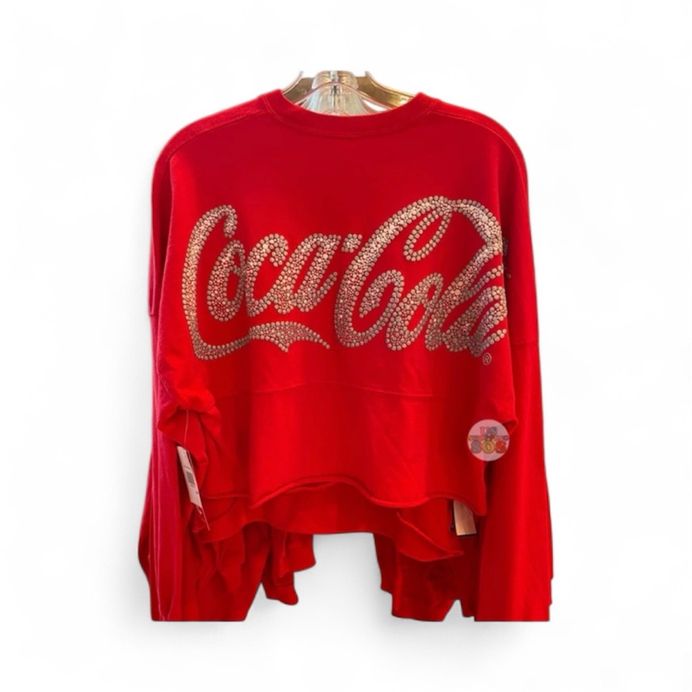 Coca-Cola Spirit Jersey Cropped Sweatshirt Top with Sparkling Logo